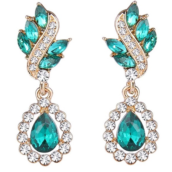 Austrian Crystal Art Deco Dangle Earrings - Picture 5 of 8